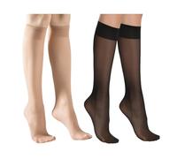 DAZZLUXE Lot de 2 paires de chaussettes mi-tubulaires pour femme - Chaussettes tendance pour femme - Hauteur genou - Chaussettes fines et transparentes - Collants - Chaussettes tendance grande taille,