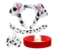 DAZZLUXE Lot de 3 bandeaux pour chien, 1 collier en velours, oreilles de dalmatien, vêtements pour enfants, bandeau d'oreille dalmatien