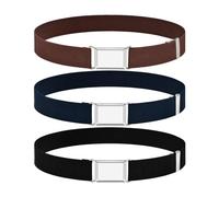 DAZZLUXE Lot de 3 ceintures pour enfant, taille élastique, ceinture réglable, ceinture de sport, ceinture de camp d'été, convient pour le quotidien, le camping, l'alpinisme (marron, noir, bleu marine)