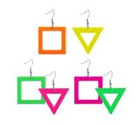 DAZZLUXE Lot de 3 paires de boucles d'oreilles fluorescentes triangulaires en acrylique - Idéales pour un usage quotidien, un bal de fin d'année et un anniversaire, 4 * 4 cm, Ne s'applique pas
