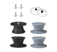 DAZZLUXE Lot de 4 couvercles de casseroles, en silicone, avec poignées antidérapantes et anti-brûlure, accessoires de rechange pour couvercles de casserole, accessoires de cuisine, noir et gris