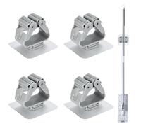DAZZLUXE Lot de 4 crochets pour balai - Sans perçage - Auto-adhésif - Support mural pour balai - Support mural pour balai - Support mural autocollant (6 x 6 cm, gris transparent)