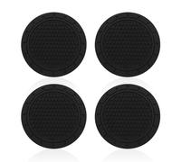DAZZLUXE Lot de 4 dessous de verre ronds en PVC pour voiture - Noirs