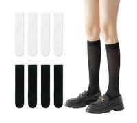 DAZZLUXE Lot de 4 paires de chaussettes hautes pour mollet - Chaussettes minces - Chaussettes de compression pour mollet - Chaussettes longues pour femme (noir, blanc)