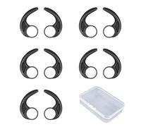 DAZZLUXE Lot de 5 paires de crochets auriculaires, 1 boîte de rangement, crochets d'oreille en silicone, crochets d'oreille noirs, porte-embouts pour le sport, anti-chute