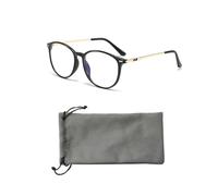 DAZZLUXE Lunettes Anti-Lumière Bleue Unisexes Avec Sac de Rangement Gris - Filtre Lumière Bleue, Lunettes d'Ordinateur Rondes - Or