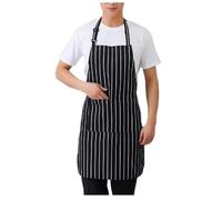 DAZZLUXE Tablier Dos Nu 1 Pièce Avec Toque De Chef 1 Pièce, Tablier De Cuisson, Tablier Antisalissure Dos Nu, Tablier De Chef, Tablier Dos Nu Rayé Noir Et Blanc, Adapté à La Maison, Café, Restaurant