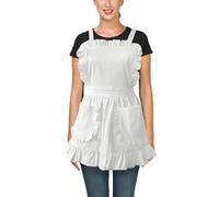 DAZZLUXE Tablier En Dentelle Ébouriffée, Vintage De Femme De Chambre, Double Poche, Servante Français, Serveuse, Froufrous (Blanc)