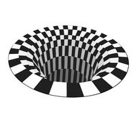 Dazzluxe Tapis Rond Antidérapant, Tapis De Sol sans Fond Noir Et Blanc, Paillasson À Carreaux avec Illusions D'optique Vortex pour Salon Et Chambre À Coucher,Style c,80cm