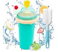 DAZZTIME Slushy Cup,Slush Ice Maker,Homemade Smoothie Cup,Smoothie Pinch Ice Cup,Frozen Drink Cup,With 2 en 1 Straw and Spoon Goupillon,DIY Homemade Smoothie Cups for Kids and Family