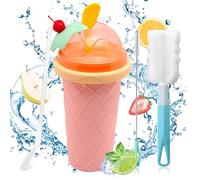 DAZZTIME Slushy Cup,Slush Ice Maker,Homemade Smoothie Cup,Smoothie Pinch Ice Cup,Frozen Drink Cup,With 2 en 1 Straw and Spoon Goupillon,DIY Homemade Smoothie Cups for Kids and Family