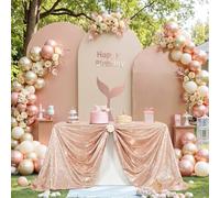 DazzWed Nappe à Paillettes Or Rose 125 x 200 cm Nappe à Paillettes pour Tissu Saison de Mariage Anniversaire Baby Shower Banquet Table élégante décoration de Table de Banquet Festif en Plein air