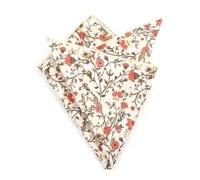 DB Dickie Bow Carré de poche en coton de luxe, Orange poussiéreux, crème et vert mousse, 23cm x 23cm