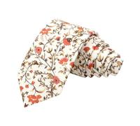 DB Dickie Bow Cravate fine en coton de luxe pour hommes (orange poussiéreux, crème et vert mousse floral)