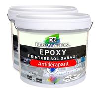 DB Rénovation Kit Antidérapant Peinture Résine Epoxy sol béton + Sable de quartz - Ivoire clair 10KG pour Garage - Trafic intense