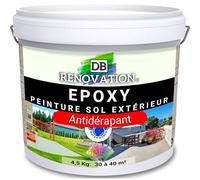 DB Rénovation Kit Antidérapant Résine Epoxy sol Terrasse + Sable de quartz - Gris clair 5KG Peinture pour béton extérieur