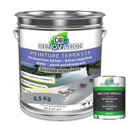 DB Rénovation PEINTURE SOL TERRASSE Extérieur pour béton, pavé - Forte protection UV - Haute imperméabilité - Passage fréquent - Gris fenêtre 5,5KG + 1L Diluant