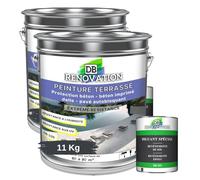 DB Rénovation PEINTURE SOL TERRASSE Extérieur pour béton, pavé - Forte protection UV - Haute imperméabilité - Passage fréquent - Gris anthracite 11KG + 1L Diluant