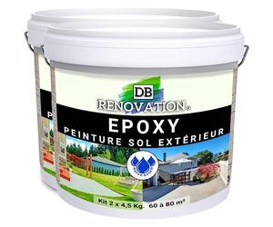 DB Rénovation Résine Epoxy Peinture sol Terrasse, balcon - Haute résistance Extérieur, Prêt à l'emploi - Blanc 9KG