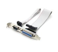 DB25 25Pin Parallel Port Printer LPT + RS-232 RS232 COM DB9 9Pin Serial Port Cable Cord Wire Bracket