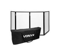 Vonyx DB2B Façade DJ Pliable avec Housse, 4 Panneaux 280 x 120 cm, Structure Métallique Noire avec Tissu Lycra Blanc Blanc