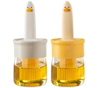 DBAILY Lot de 2 pinceaux de cuisson en silicone - Une pièce avec bouteille d'huile - Pinceau de cuisine en silicone - Pour cuisiner, badigeonner des œufs ou des sauces, griller