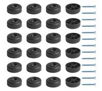 DBALL 24 Pièces Pieds de Meuble Plastique Pied Canapé Rond 33 x H 13 mm Pieds de Chaise Ronds Con 24 Vis pour Meubles Garde-Robe Canapé ChaiseTable Basse Tiroirs (Noir)