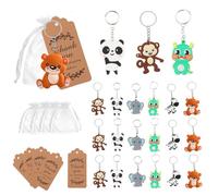 DBALL 30 Sets Porte-clés Animaux pour Cadeau Invité Baby Shower avec Sac en Organza et Etiquette Merci pour Cadeau Invites Bébé Anniversaire d'enfant (6 Styles)