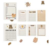 DBALL 8 Pièces To Do List Bloc Note 7 x 10cm Thème de Petit Ours Notes Autocollantes Multi Usages Bloc Notes Doublure pour École Bureau Liste Journalière Planificate Rappel (400 Feuilles)