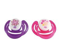 Pack de 2 sucettes physiologique 1er age silicone fleurs rose translucide "Non CommuniquÃ©"
