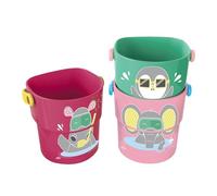 dBb Remond 3 Mini Seaux de bain Bébé - Jouets d'éveil pour les tout-petits - 1 Seau à fond perforé et 2 Seaux non perforés - Empilables - Framboise, rose & vert