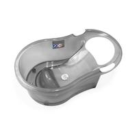 dBb Remond Baignoire avec Transat Intégré Bouchon de Vidange Têtière & Poignées en Caoutchouc Bain Bébé de 0 à 6 Mois Contenance : 10 Litres Baignoire Compacte Dimmensions L64 x l38 x P22.5 cm - Grise