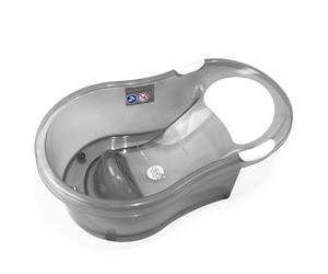 dBb Remond Baignoire avec Transat Intégré Bouchon de Vidange Têtière & Poignées en Caoutchouc Bain Bébé de 0 à 6 Mois Contenance : 10 Litres Baignoire Compacte Dimmensions L64 x l38 x P22.5 cm - Grise