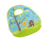 dBb Remond Bavoir "Ramasse Tout" pour Bébé - Avec Poche Ramasse-Miettes Amovible - Bavoir Imperméable - Protection Repas Bébé Fille & Garçon - Fermeture Facile - Décor Ourson