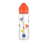 dBb Remond - Biberon en Verre Large Ouverture - Tétine 2ème Âge Silicone Anti-Coliques - Débit Adapté à la Succion du Bébé - Décor Géométrique - Fabrication Française - Orange - 330 ml