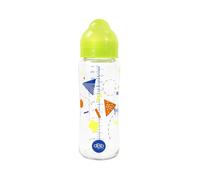 dBb Remond - Biberon Large Ouverture 330 ml en Verre - Tétine Anticoliques 2ème Âge en Silicone - Débit Adapté à la Succion du Bébé - Décor Géométrique - Fabrication Française - Vert