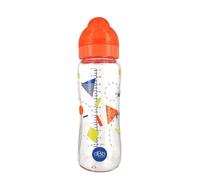 dBb Remond - Biberon en Verre Large Ouverture - Tétine 2ème Âge Silicone Anti-Coliques - Débit Adapté à la Succion du Bébé - Décor Géométrique - Fabrication Française - Orange - 330 ml