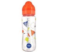 dbb remond biberon lo géométrie verre 330 ml tétine silicone 4 mois + / - system orange translucide - s/bte G