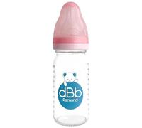 dBb Remond - Biberon Régul’Air 110 ml Verre - Tétine Nouveau Né Anticolique Silicone - Débit Régulier Et Sécurisé - Confort, Bien-Être Pour Bébé Dès Naissance - Accessoire Hygiénique - Rose poudré