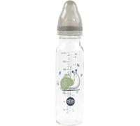 dBb Remond - Biberon Régul'Air 240 ml en Verre - Tétine NN Anticolique en Silicone Débit Régulier - Nouveau-né 0 à 4 Mois - Décor Escargot - Résistant Chaleur - Fabrication Française - Gris