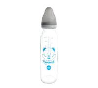 dBb Remond Biberon Régul'Air 240 ml en verre - Tétine NN -nouveau-né- anticolique en silicone - Débit régulier - 1er âge, 0 à 4 mois - Fabrication française - Gris