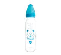 dBb Remond - Biberon Régul'Air Verre - Tétine NN Anticolique Silicone Débit Régulier - Nouveau-né 0-4 Mois - Résistant Chaleur - Sans BPA - Fabrication Française - Turquoise - 240 ml