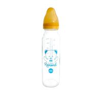 dBb Remond - Biberon Régul'Air Verre - Tétine NN Anticolique Silicone Débit Régulier - Nouveau-né 0 à 4 Mois - Résistant Chaleur - Fabrication Française - Jaune Moutarde - 240 ml