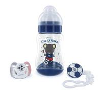 dBb Remond Coffret Foot Bleu composé d'1 biberon 1 sucette + attache sucette