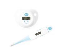 dBb Remond Duo Thermomètres Médicaux Bébé - 1 Thermomètre Digital à Embout Souple & 1 Sucette Thermomètre - Affichage Numérique Précis - Prise Rapide de Température - Blanc & Bleu