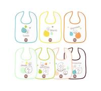 dBb Remond Lot de 7 Bavoirs Bébé Naissance - Coton Absorbant Doublé de Plastique - Bavoirs Imperméables pour Fille et Garçon - Fermeture Ajustable Patte Velcro - Repas et Poussée Dentaire - 22 x 30 cm