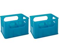 dBb Remond Porte-Biberons - Casier de Rangement 6 Biberons - Organisateur Bébé pour Réfrigérateur & Cuisine - Boîte de Stockage Turquoise Translucide - Sans BPA (Lot de 2)