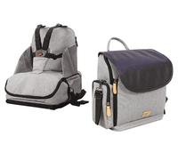dBb Remond - Rehausseur Chaise Bébé Nomade Pliable Avec Sac Transport - Chaise Portable Universelle - Repas Enfant 6 Mois À 3 Ans - Harnais 5 Points Sécurisés - Rangements Astucieux - Coloris Gris