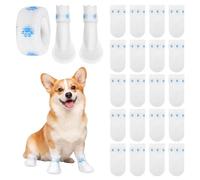 DBCEJF Lot de 20 Paires de Chaussures Jetables pour Chien, Bottes Imperméables pour Pattes Blessées et Protection Contre Le Léchage, Chaussettes avec Bandage pour Chiens de 7,3 à 17,2 kg (Taille M)