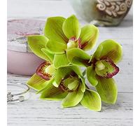 DBDJWHJ 4 pièces/lot orchidée Blanche Mariage Bouquet de mariée Latex Fleurs artificielles Album à Faire soi-même artificiales décor de Maison-Vert